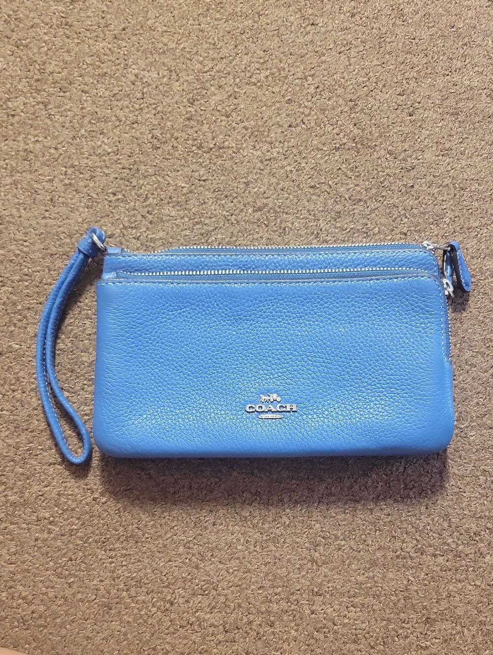 Coach Blue Leather Wristlet